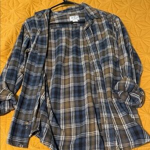 Blue and Brown Plaid Shirt